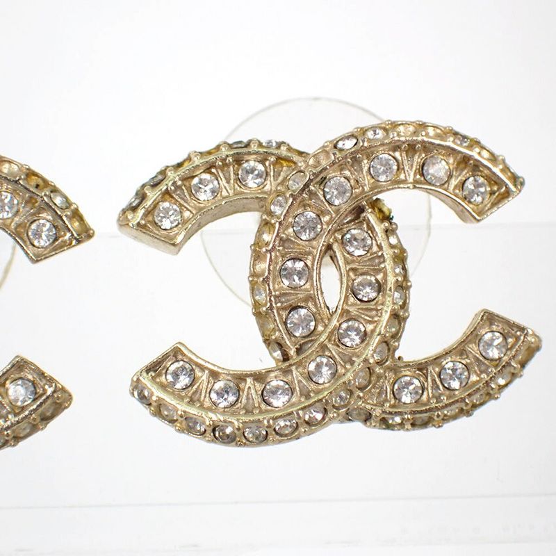 Chanel Coco Mark Rhinestone Earrings //j55-47