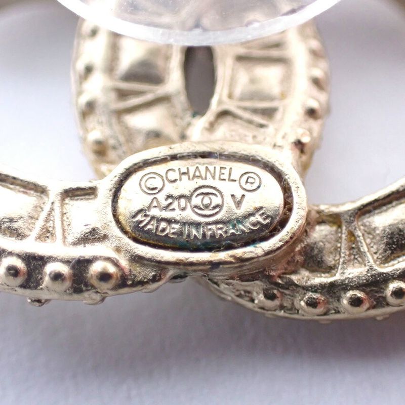 Chanel Coco Mark Rhinestone Earrings //j55-47