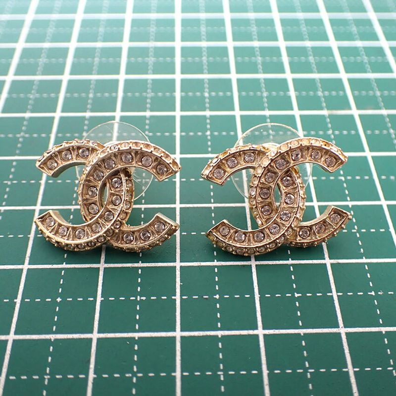 Chanel Coco Mark Rhinestone Earrings //j55-47