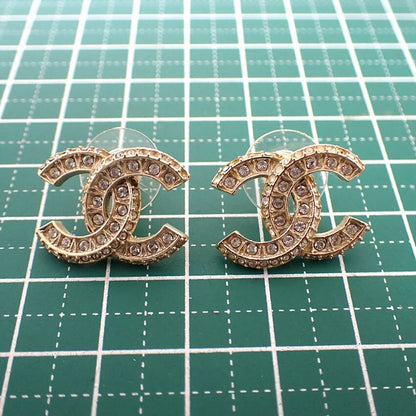Chanel Coco Mark Rhinestone Earrings //j55-47