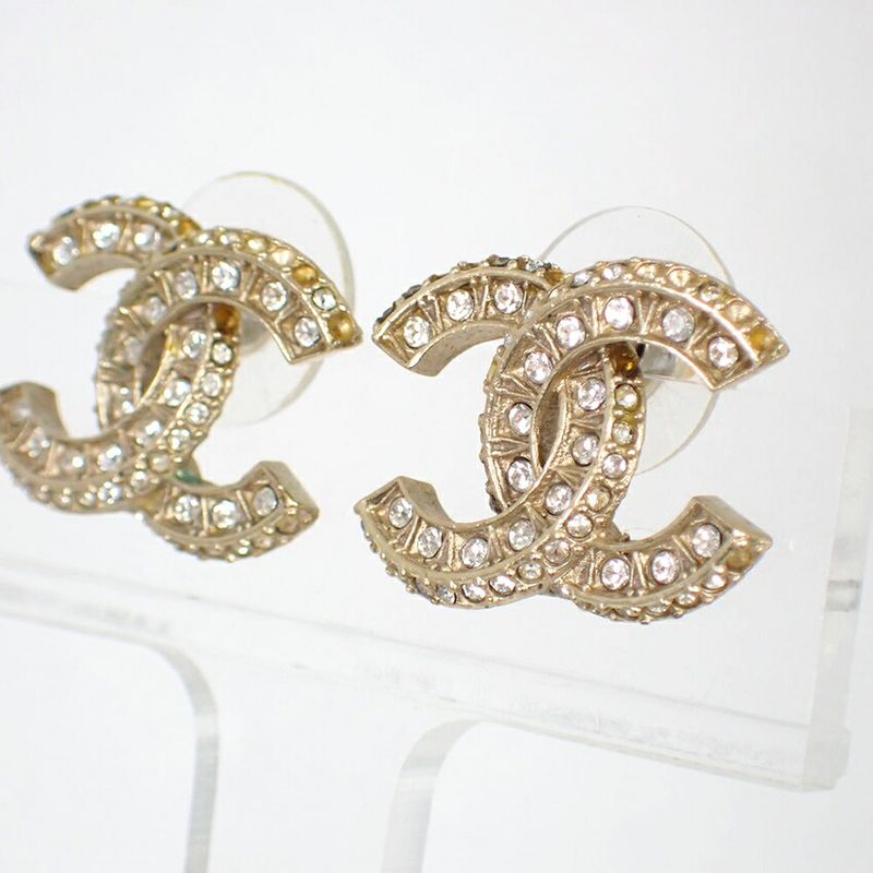Chanel Coco Mark Rhinestone Earrings //j55-47