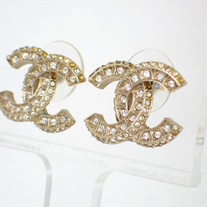 Chanel Coco Mark Rhinestone Earrings //j55-47