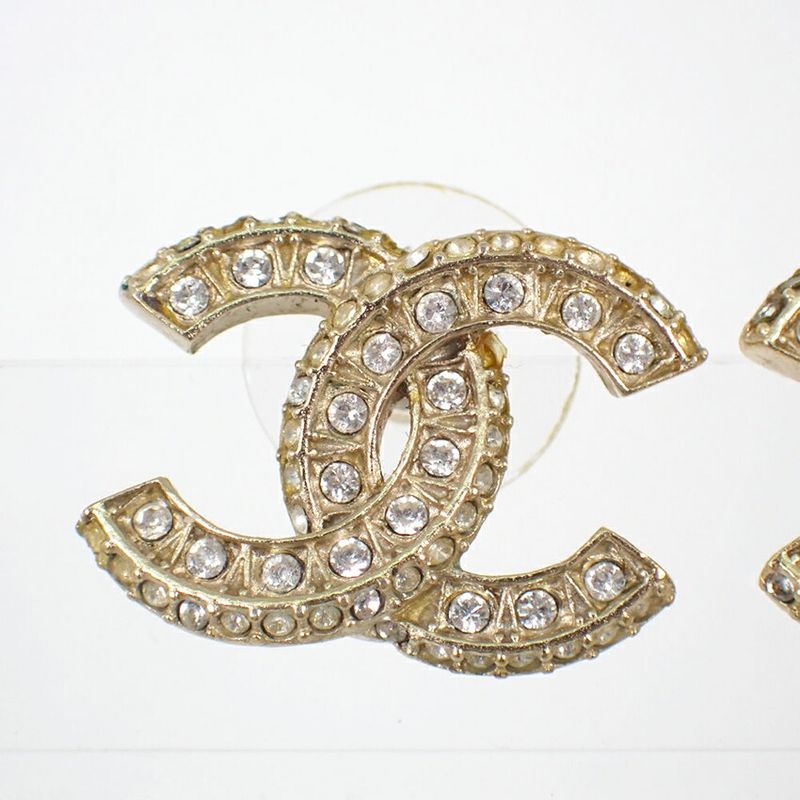 Chanel Coco Mark Rhinestone Earrings //j55-47