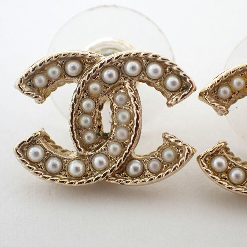 Chanel Coco Mark Faux Pearl Earrings //j55-49