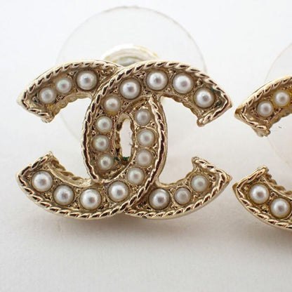 Chanel Coco Mark Faux Pearl Earrings //j55-49