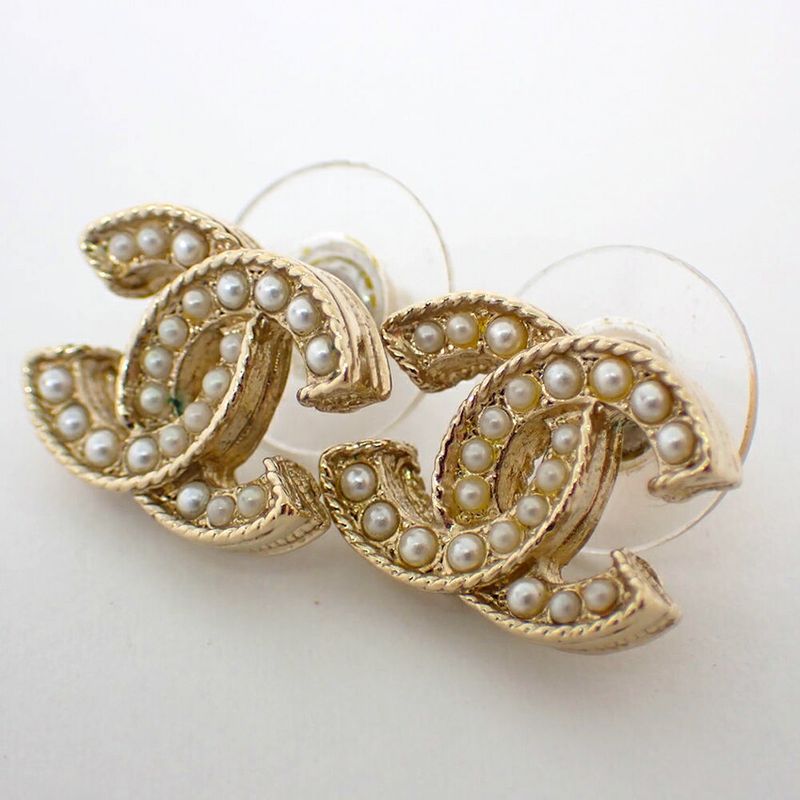 Chanel Coco Mark Faux Pearl Earrings //j55-49