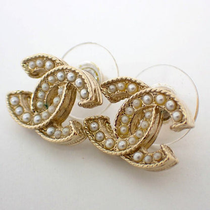 Chanel Coco Mark Faux Pearl Earrings //j55-49