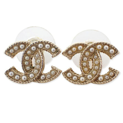 Chanel Coco Mark Faux Pearl Earrings //j55-49