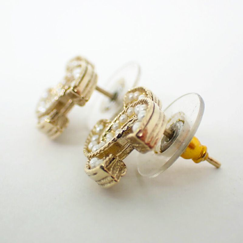 Chanel Coco Mark Faux Pearl Earrings //j55-49