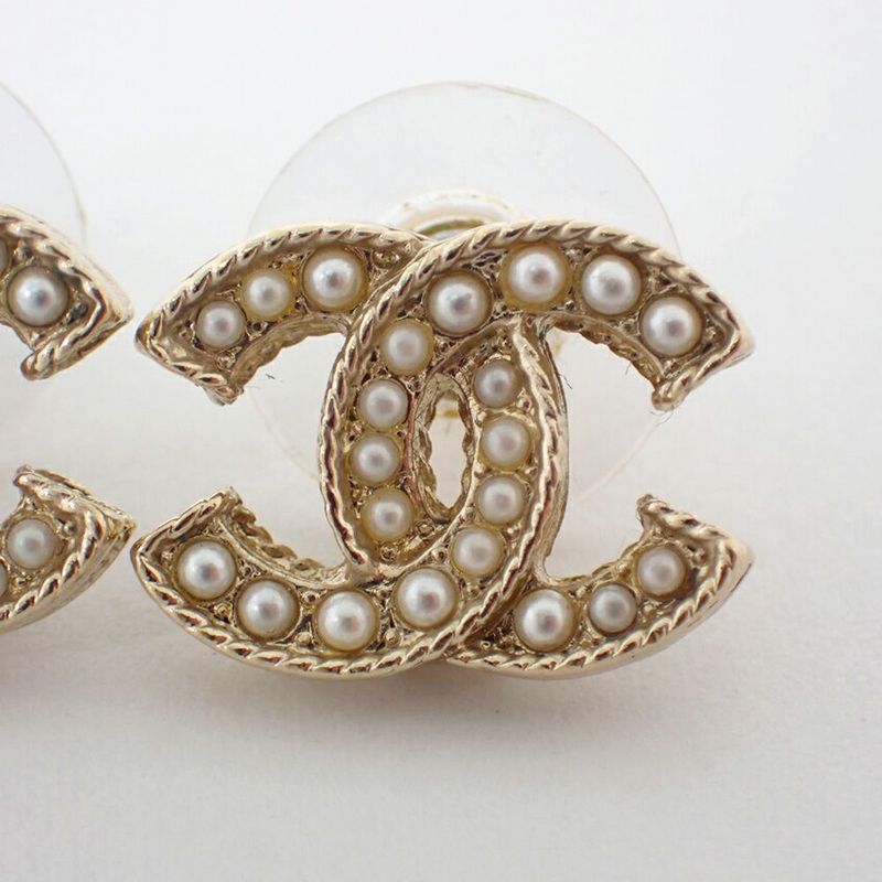 Chanel Coco Mark Faux Pearl Earrings //j55-49