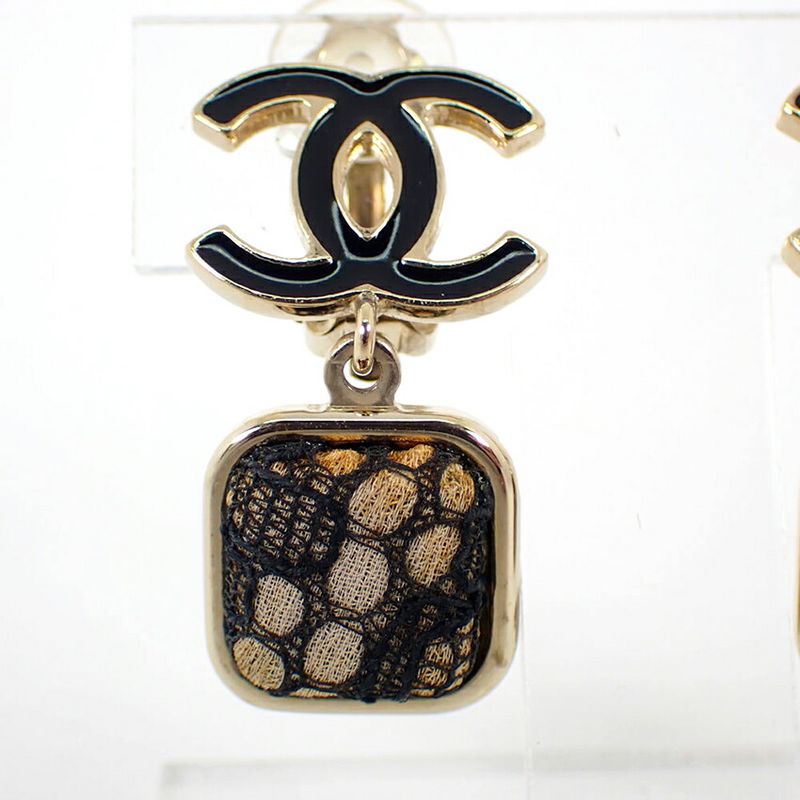 Chanel Coco Mark Lace Earrings //j36-2