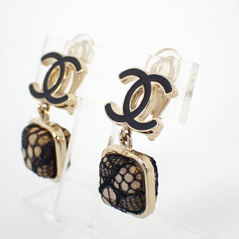Chanel Coco Mark Lace Earrings //j36-2