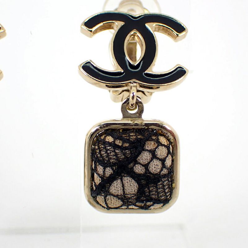 Chanel Coco Mark Lace Earrings //j36-2