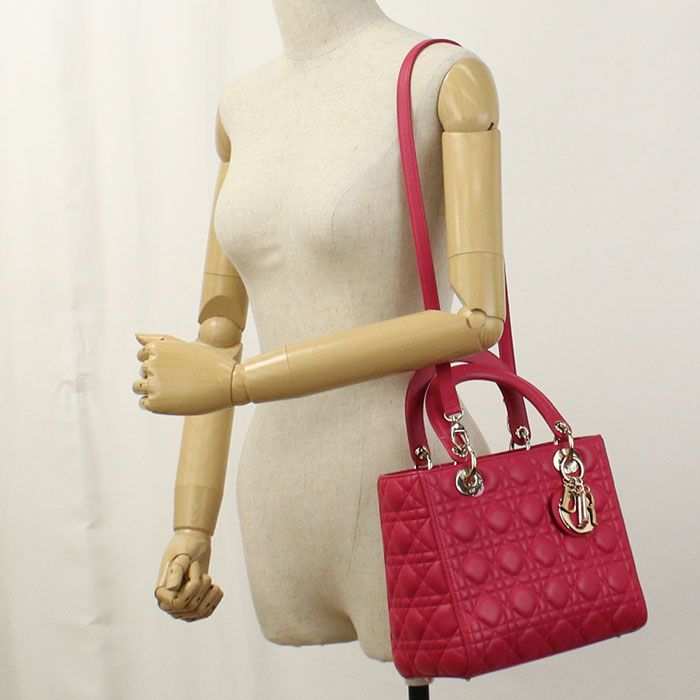 DIOR Medium Lady Dior M0565 ONGE Handbag Lambskin Ladies