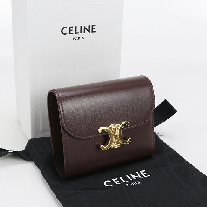 Celine Small Flap Wallet Triomphe 10d783dpv.18ch Tri-fold Wallet In Calfskin