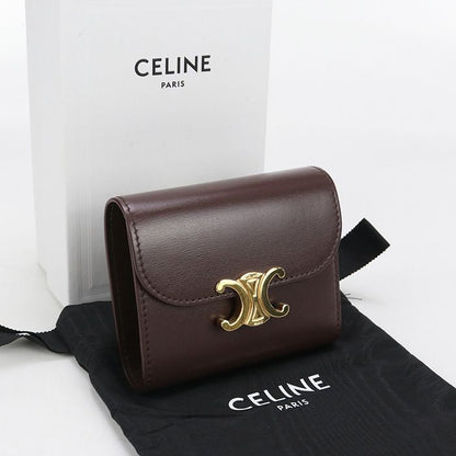 Celine Small Flap Wallet Triomphe 10d783dpv.18ch Tri-fold Wallet In Calfskin