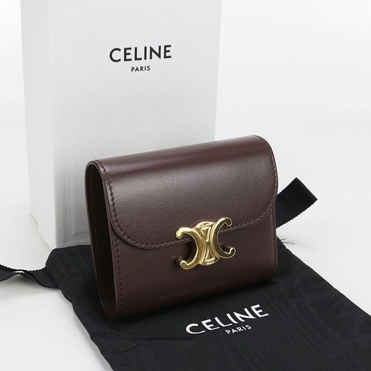 Celine Small Flap Wallet Triomphe 10d783dpv.18ch Tri-fold Wallet In Calfskin