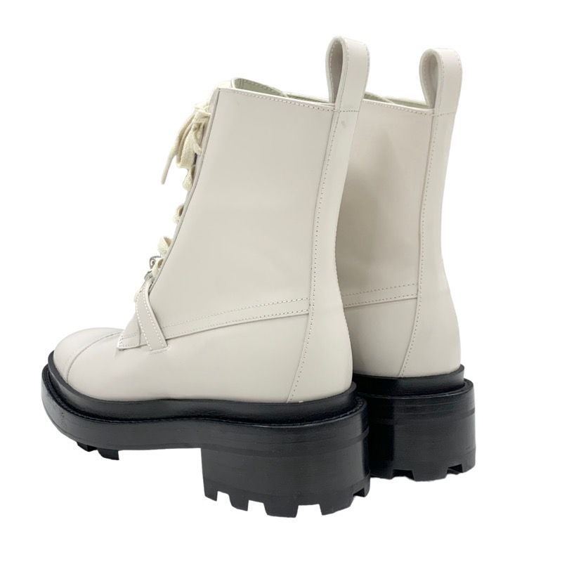 Hermes Funk Boots Short Boots Shoes Leather Beige Kelly Hardware Lace-up