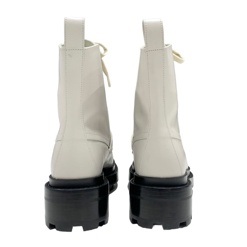 Hermes Funk Boots Short Boots Shoes Leather Beige Kelly Hardware Lace-up