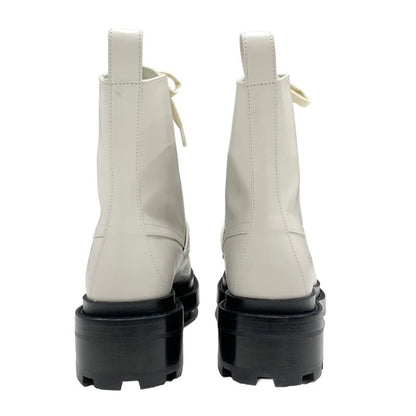 Hermes Funk Boots Short Boots Shoes Leather Beige Kelly Hardware Lace-up