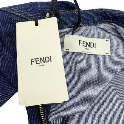 Fendi Dress Cotton Blue Gold Denim Belt Half Sleeve