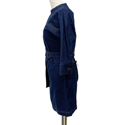 Fendi Dress Cotton Blue Gold Denim Belt Half Sleeve