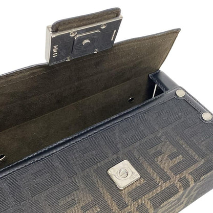 Fendi Handbag Baguette Soft Trunk Zucca Pattern 7va565 Beige And Black Leather