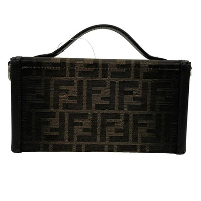 Fendi Handbag Baguette Soft Trunk Zucca Pattern 7va565 Beige And Black Leather