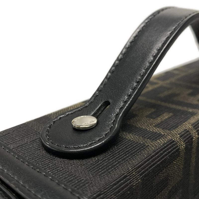 Fendi Handbag Baguette Soft Trunk Zucca Pattern 7va565 Beige And Black Leather