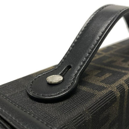 Fendi Handbag Baguette Soft Trunk Zucca Pattern 7va565 Beige And Black Leather