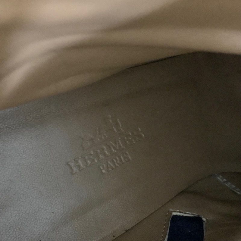 Hermes Boots Short Boots Shoes Suede Navy Silver Kelly Hardware