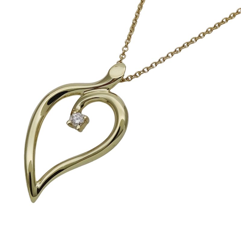 Tiffany & Co Tiffany & Co Necklace Ladies Brand 750yg 1P Diamond Open Leaf
