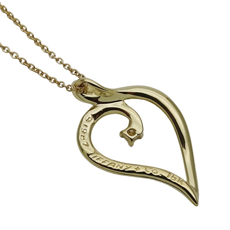 Tiffany & Co Tiffany & Co Necklace Ladies Brand 750yg 1P Diamond Open Leaf