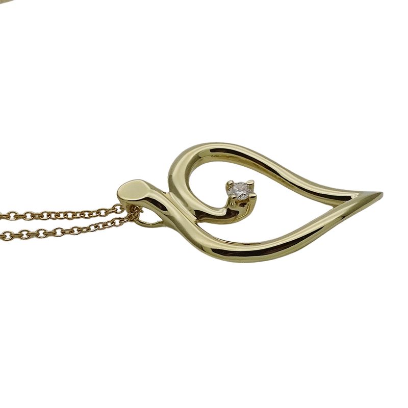 Tiffany & Co Tiffany & Co Necklace Ladies Brand 750yg 1P Diamond Open Leaf