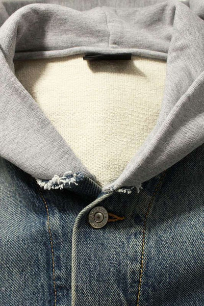 Balenciaga 825285 Thw25 Back Logo Embroidered Sweatshirt Switch Denim Jacket