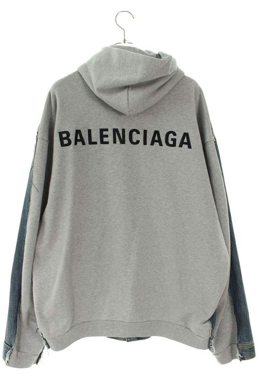 Balenciaga 825285 Thw25 Back Logo Embroidered Sweatshirt Switch Denim Jacket