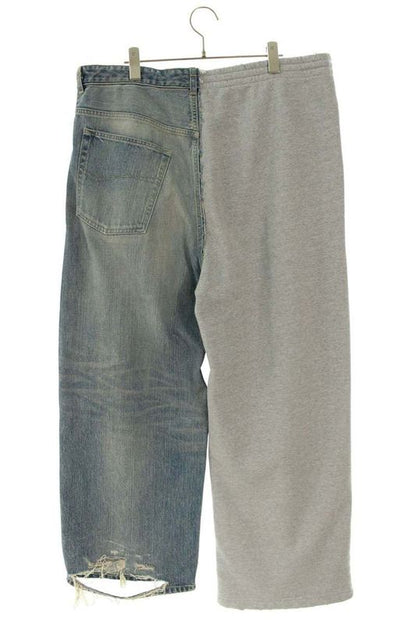 Balenciaga 786646 Tqw55 Damaged Sweatshirt Switch Baggy Denim Pants Men's XS