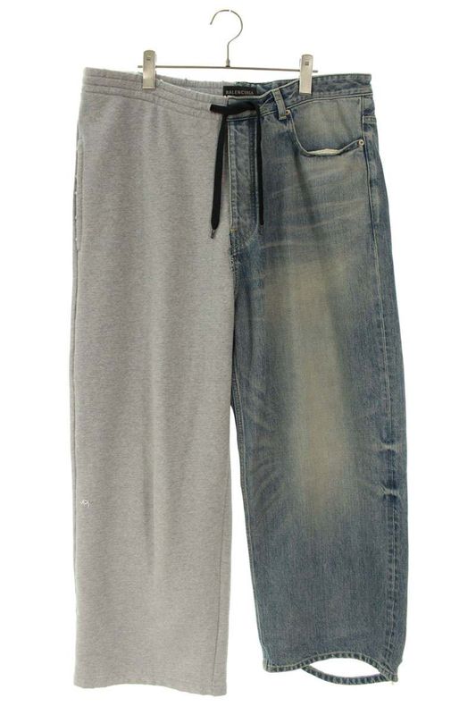 Balenciaga 786646 Tqw55 Damaged Sweatshirt Switch Baggy Denim Pants Men's XS