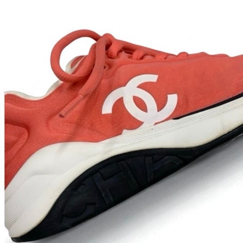 Chanel Sneakers Shoes Fabric Pink White Here Mark