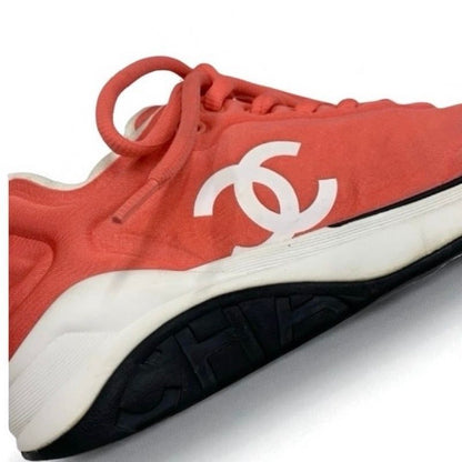 Chanel Sneakers Shoes Fabric Pink White Here Mark