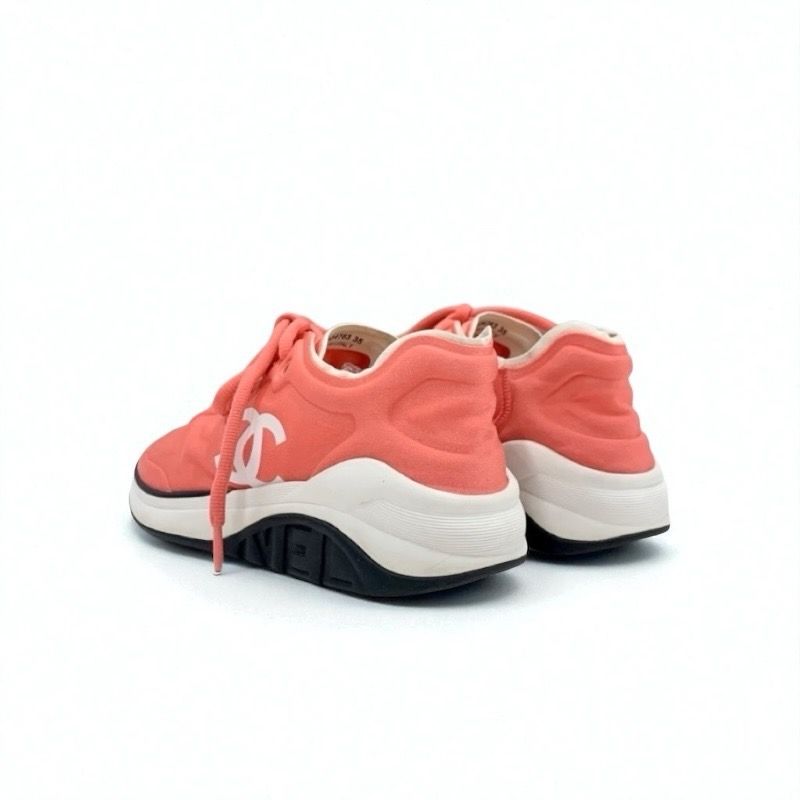 Chanel Sneakers Shoes Fabric Pink White Here Mark