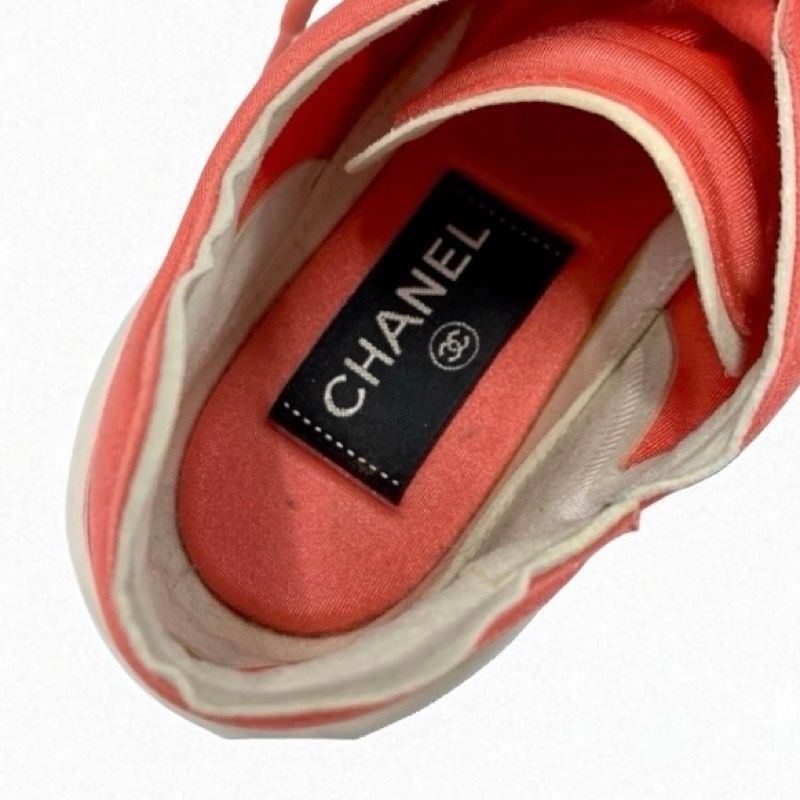 Chanel Sneakers Shoes Fabric Pink White Here Mark