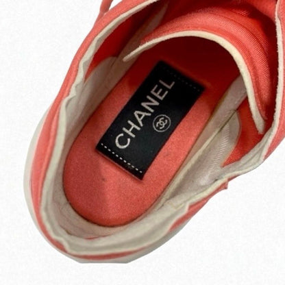 Chanel Sneakers Shoes Fabric Pink White Here Mark