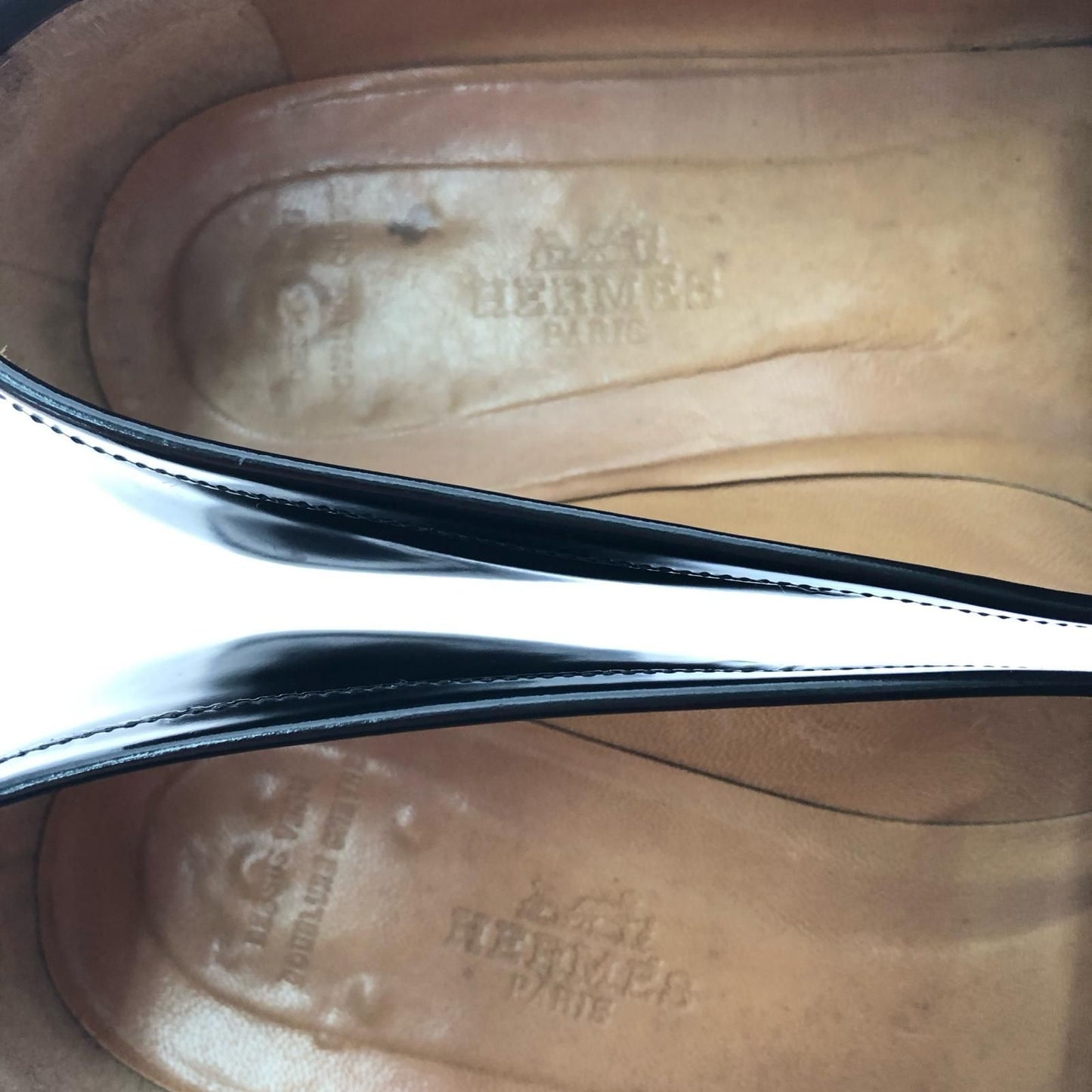 Hermes Women's Loafers H Logo Embossed Mark Cigarette Smell Size Unknown