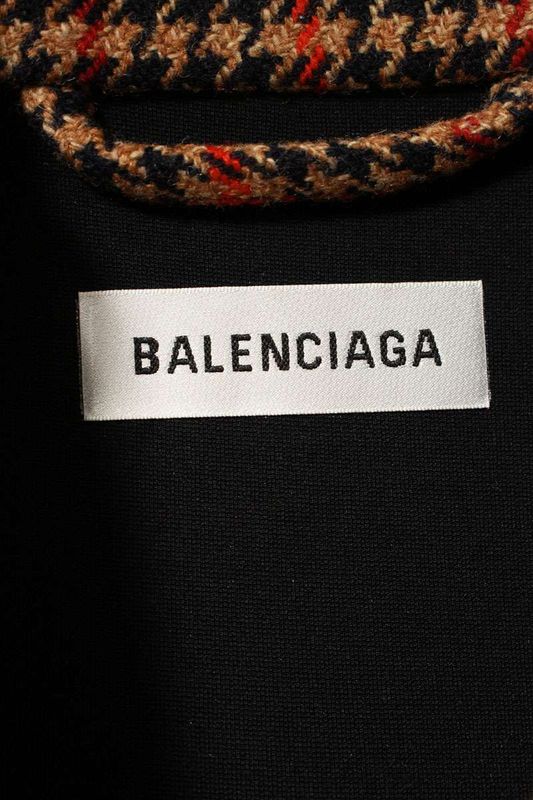 Balenciaga 542144 Tcu07 Waist Shape Hound's Tooth Coat Women's F36