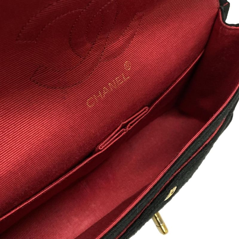 Chanel Shoulder Bag Double Flap Matelasse Black Mademoiselle Chain/gold