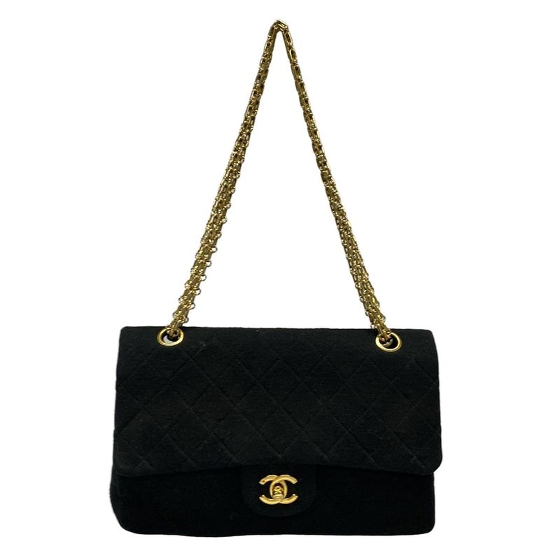 Chanel Shoulder Bag Double Flap Matelasse Black Mademoiselle Chain/gold