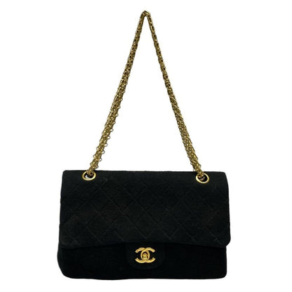 Chanel Shoulder Bag Double Flap Matelasse Black Mademoiselle Chain/gold