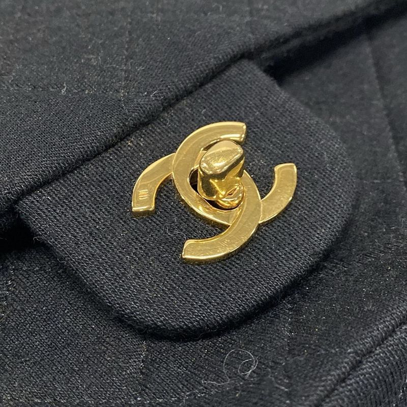 Chanel Shoulder Bag Double Flap Matelasse Black Mademoiselle Chain/gold