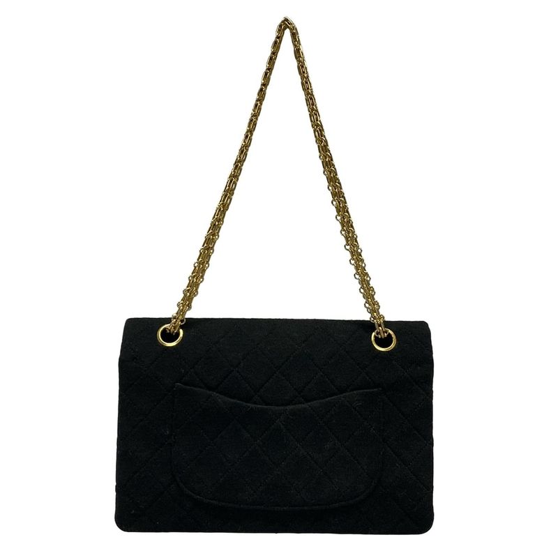 Chanel Shoulder Bag Double Flap Matelasse Black Mademoiselle Chain/gold